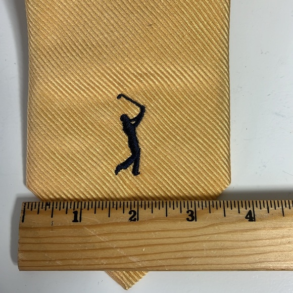 Robert Talbott & H.Stockton Atlanta Gold Silk Tie with Golfer 🏌️ Swing - Picture 3 of 9